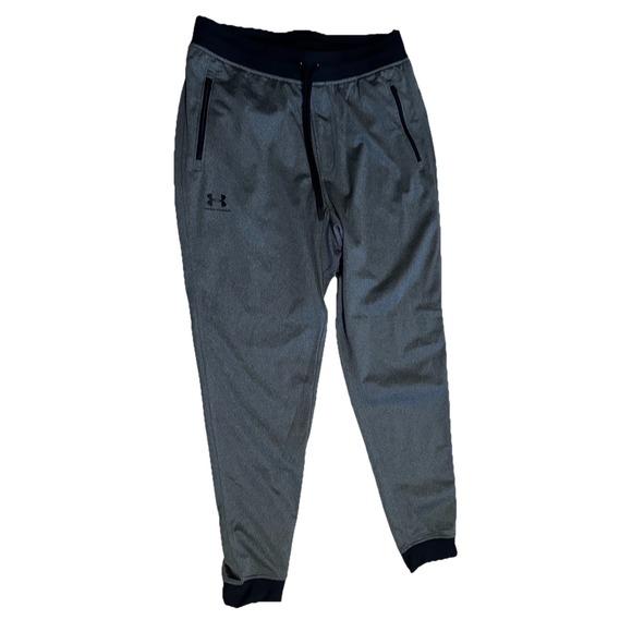 Under Armour Cold Gear Jogger Pants Mens L Gray‎ Black Drawstring Pocket Logo - Picture 1 of 8